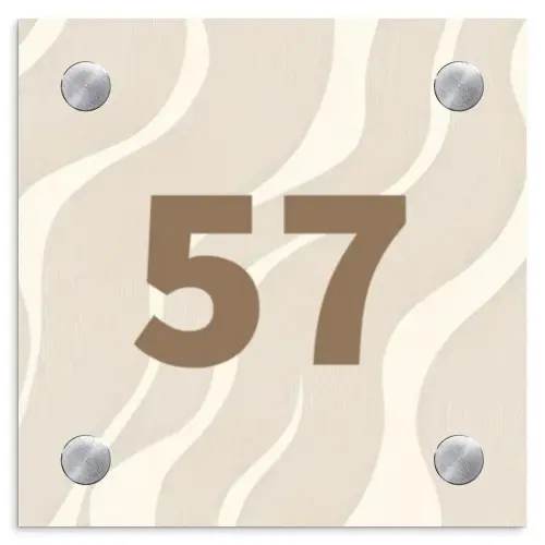 Beige golven - Traditioneel Naambord Vierkant klein -3d