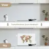 Wereldkaart - Bloemen - Subtiel keuken achterwand spatscherm klein -voor_na_NL