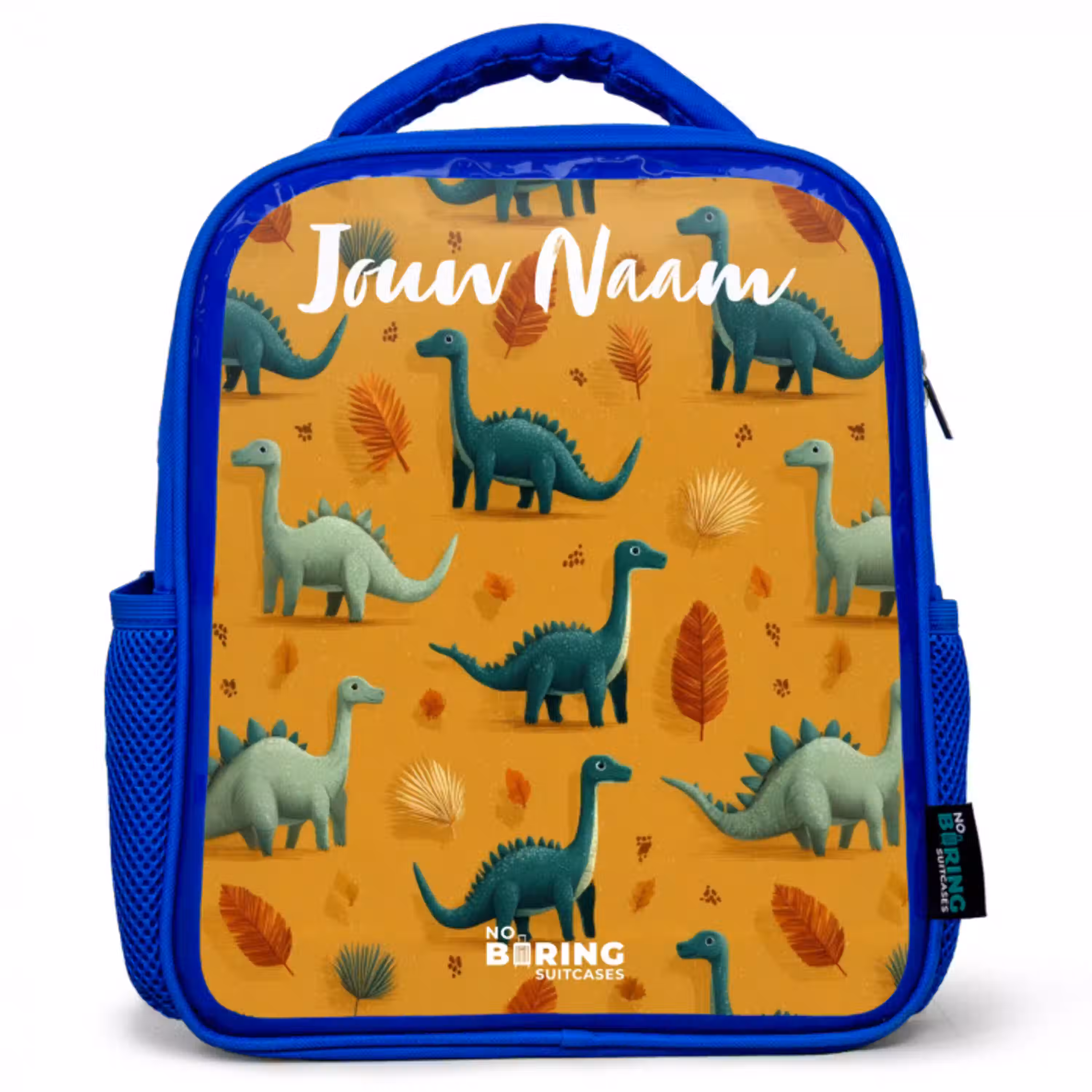 Dino - Dieren - Patroon Kinderrugzak - Blauw middel -3d