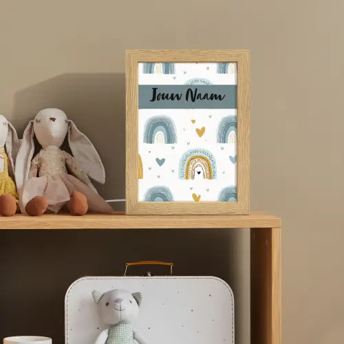 Patroon - Blauw - Regenboog - Hartjes Light Box met kabel (Kinderlampje) klein -sfeer2_kind