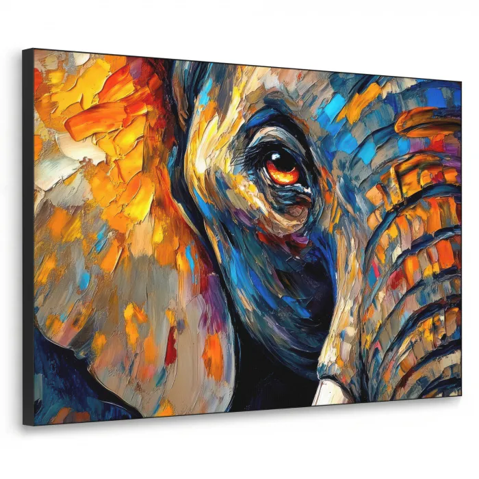 Olifant - Kunst - Dieren Textielframe zwart klein -3d