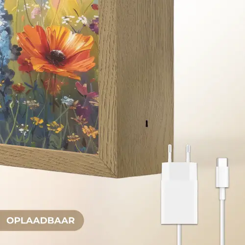 Bloemen - Natuur - Botanisch - Kunst Light Box met batterij (Wandlamp) middel -USP_websiteoplaadbaarNL