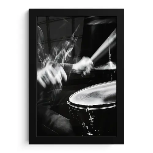 Drummer - Zwart - Drumstel fotolijst zwart zonder passe partout klein -3d