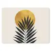 Zwart palmblad - Gouden cirkel - Beige achtergrond muismat rubber klein -3d