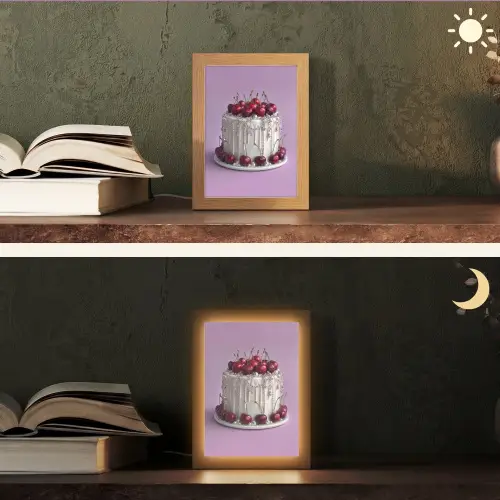Taart - Kersen - Juwelen - Rood Light Box met kabel (Tafellamp) klein -sfeer3