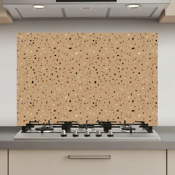 Terrazzo - Patroon - Beige keuken achterwand spatscherm klein 900 -3d_website