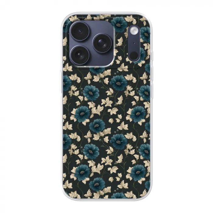 Botanisch - Bloemen - Blauw Telefoonhoesje iPhone 17 Pro klein 878 -3d