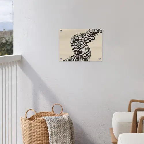 Golvend - Lijnen - Abstract - Silhouet tuinposter los doek klein -sfeer8