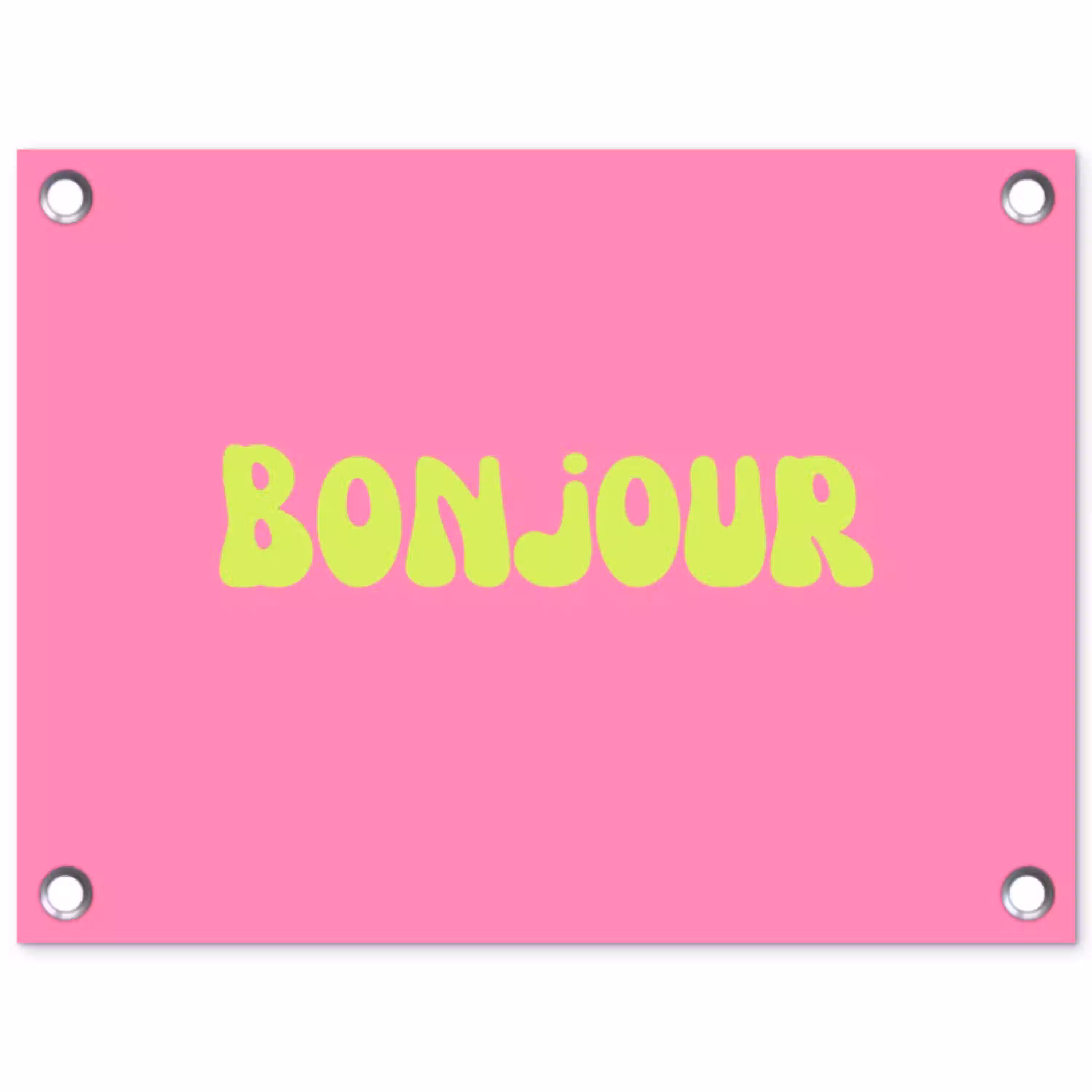 Roze - Groene  - Bonjour - Organisch tuinposter los doek klein -3d