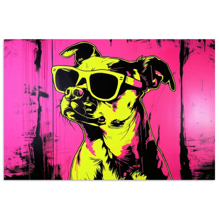 Hond - Zonnebril - Roze - Art poster papier klein -3d