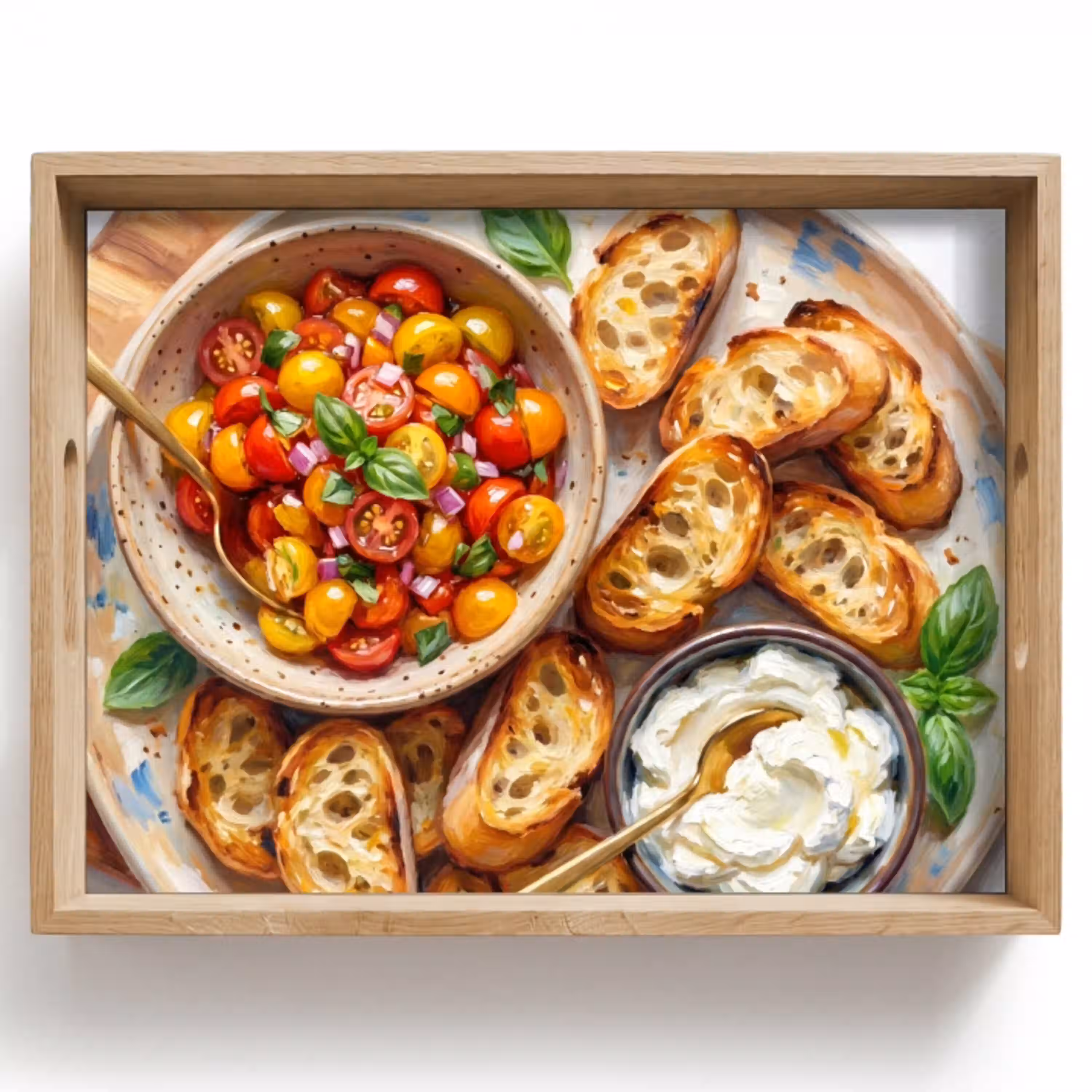 Eten - Tomaat - Brood - Kleurrijk - Keuken Dienblad Rechthoek middel -z3d_shopping