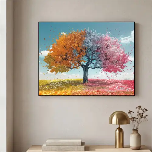 Boom - Kleurrijk - Natuur - Levensboom Textielframe - compleet frame klein -sfeer2