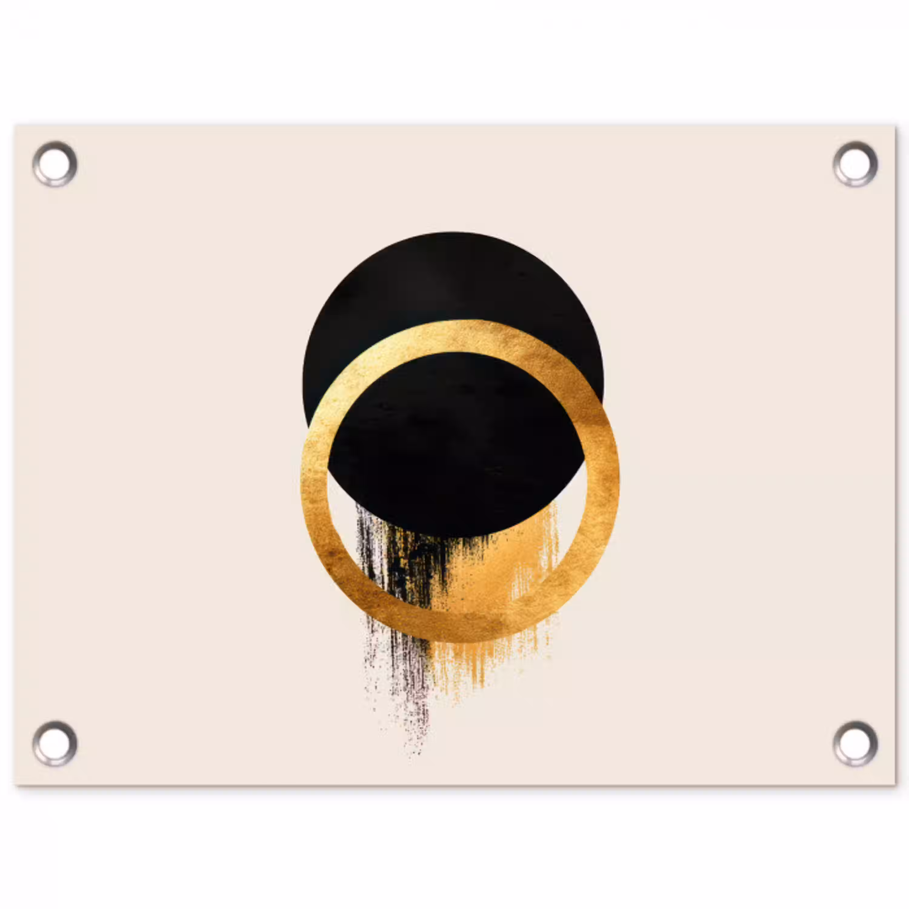 Abstract ontwerp - Zwarte cirkel - Verfvlekken tuinposter los doek klein -3d