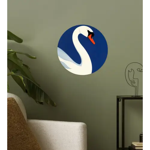 Zwaan - Wit - Snavel - Illustratie Wandcirkel behangsticker klein -sfeer2