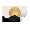 Bergsilhouetten - Gouden cirkel - Beige Muursticker klein -3d