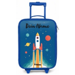Raket - Planeet - Sterren - Veelkleurig Kinderkoffer - Blauw klein -zz3dotto