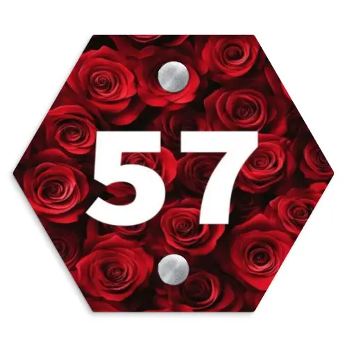 Rode rozen - Traditioneel Naambord Hexagon klein -3d