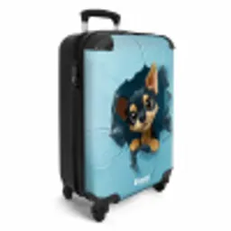 Kleine chihuahua steekt kop door blauwe wand NBS - Handbagage koffer - Kinderen Unisex middel -productfoto_3d