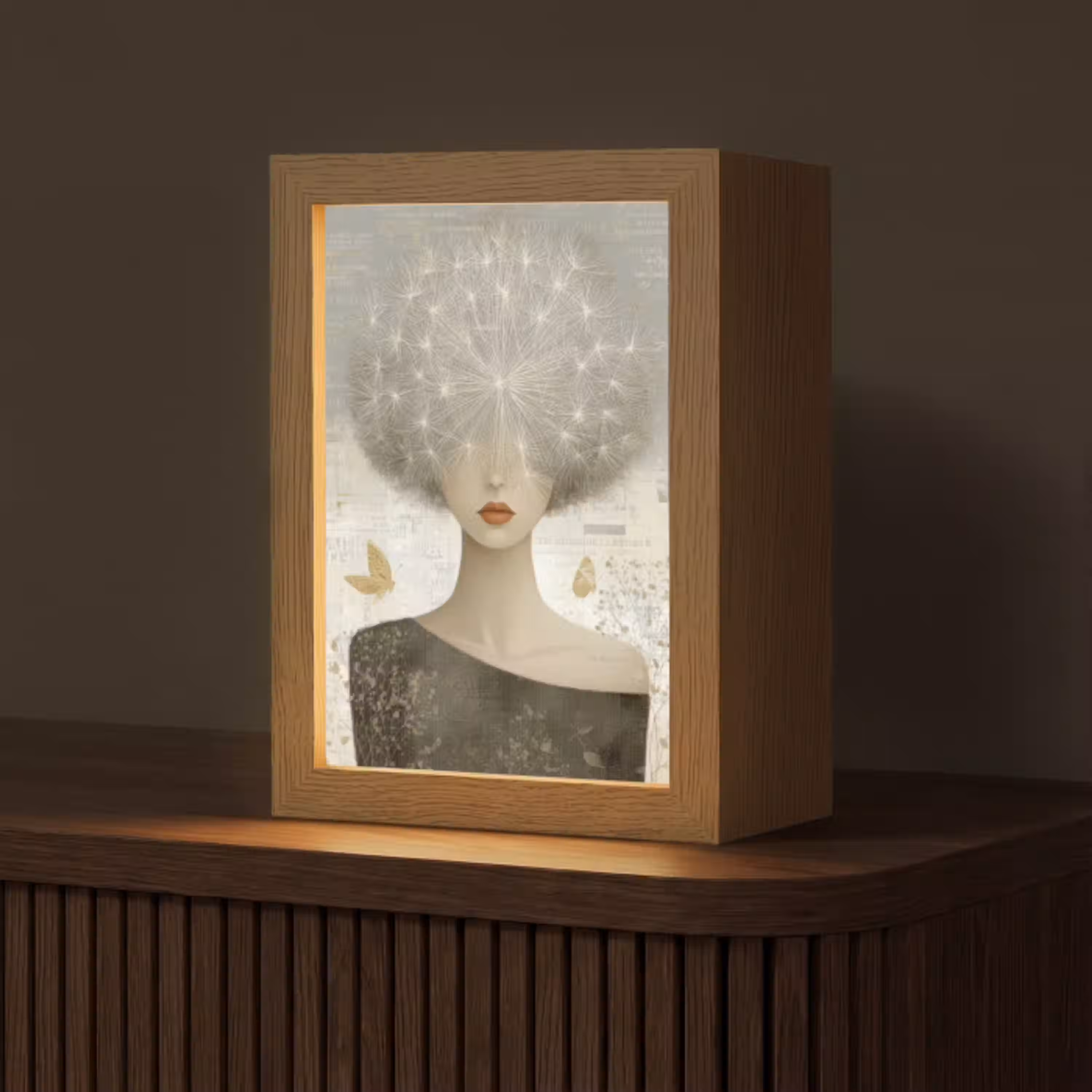 Pluis - Vrouw - Beige Light Box met kabel (Tafellamp) klein -z3d_website