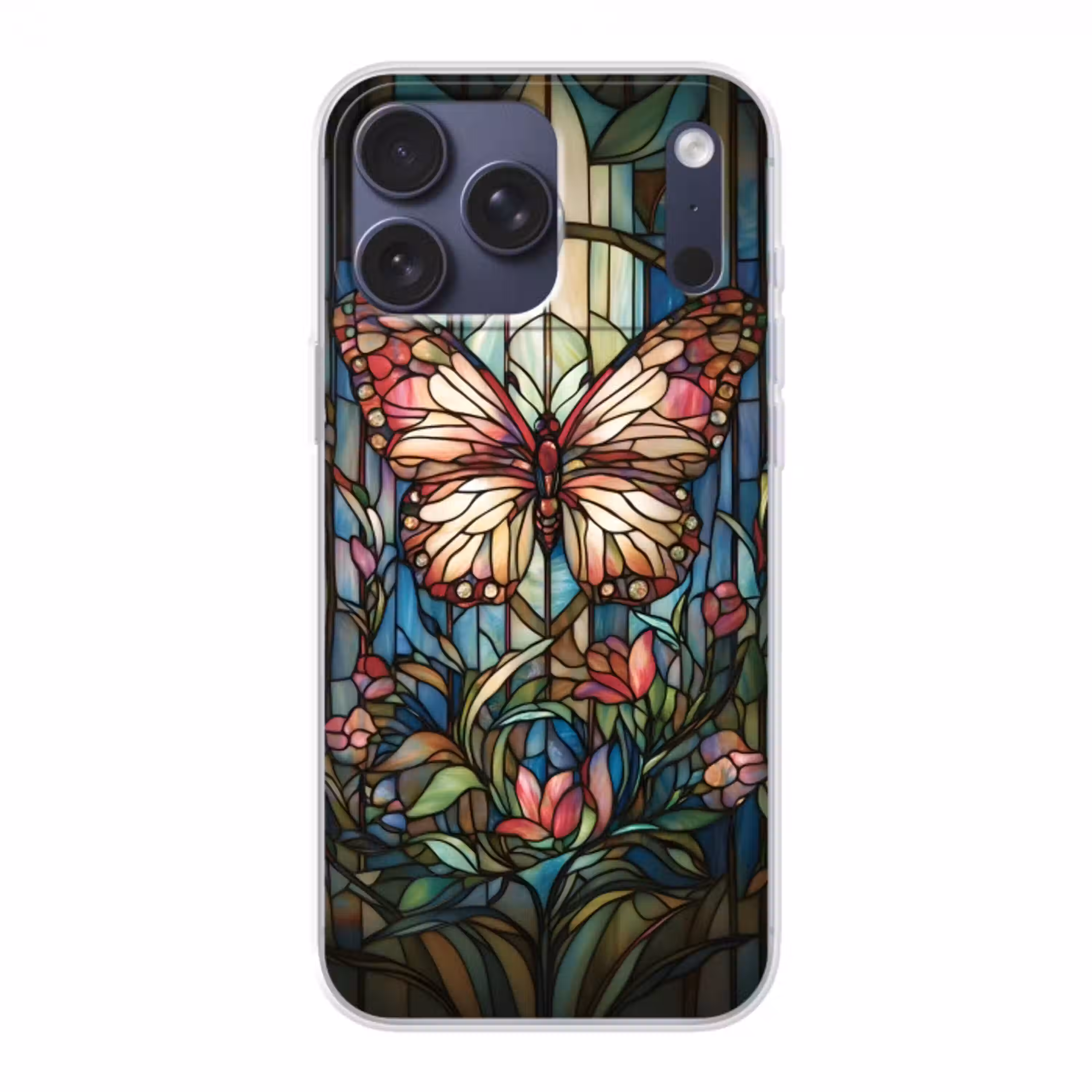 Vlinder - Roze - Bloemen - Bladeren Telefoonhoesje iPhone 17 Pro Max klein -3d