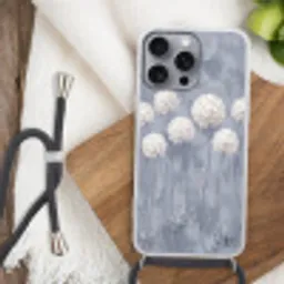 Bloemen - Illustratie - Blauw Hoesje iPhone 16 Pro Max met koord klein -sfeer4