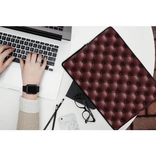 Leer - Patroon - Bordeaux laptophoes neopreen klein 279 -bureau