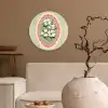 Bloemen - Illustratie - Geruit - Groen Wandcirkel kunststof plaat 5mm dik klein -sfeer1