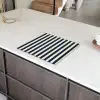 Verticale strepen - Blauw - Crème Inductie beschermer vinyl 3mm middel 274 -sfeer8