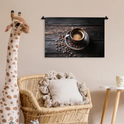 Kop - Koffie - Hout - Bonen Wandkleed katoen klein -wsfeer5_kind