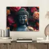 Boeddha - Bloemen - Buddha - Beeld - Kunst aluminium wit klein -sfeer1