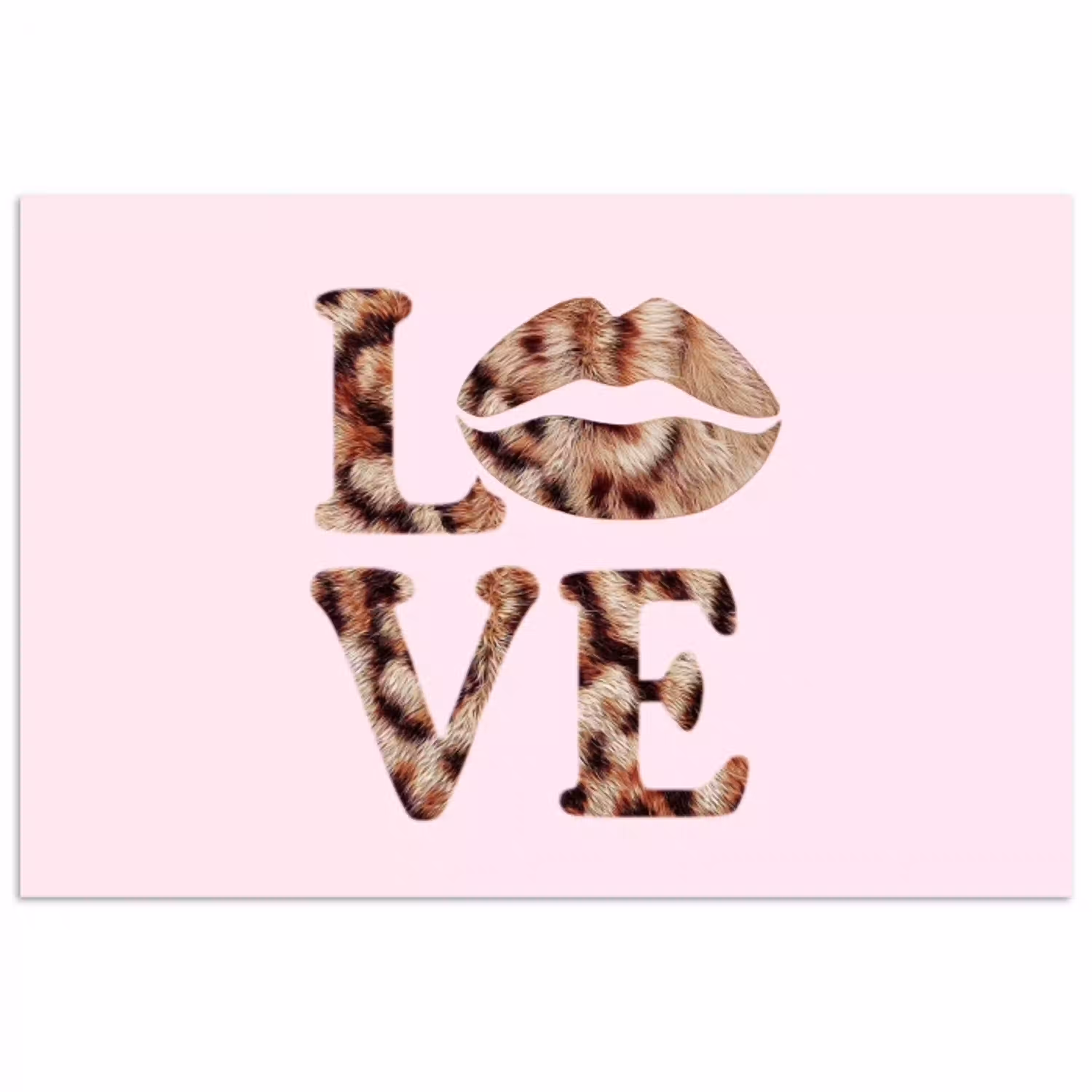 Tekst - Love - Pantervacht - Lichtroze poster papier klein -3d
