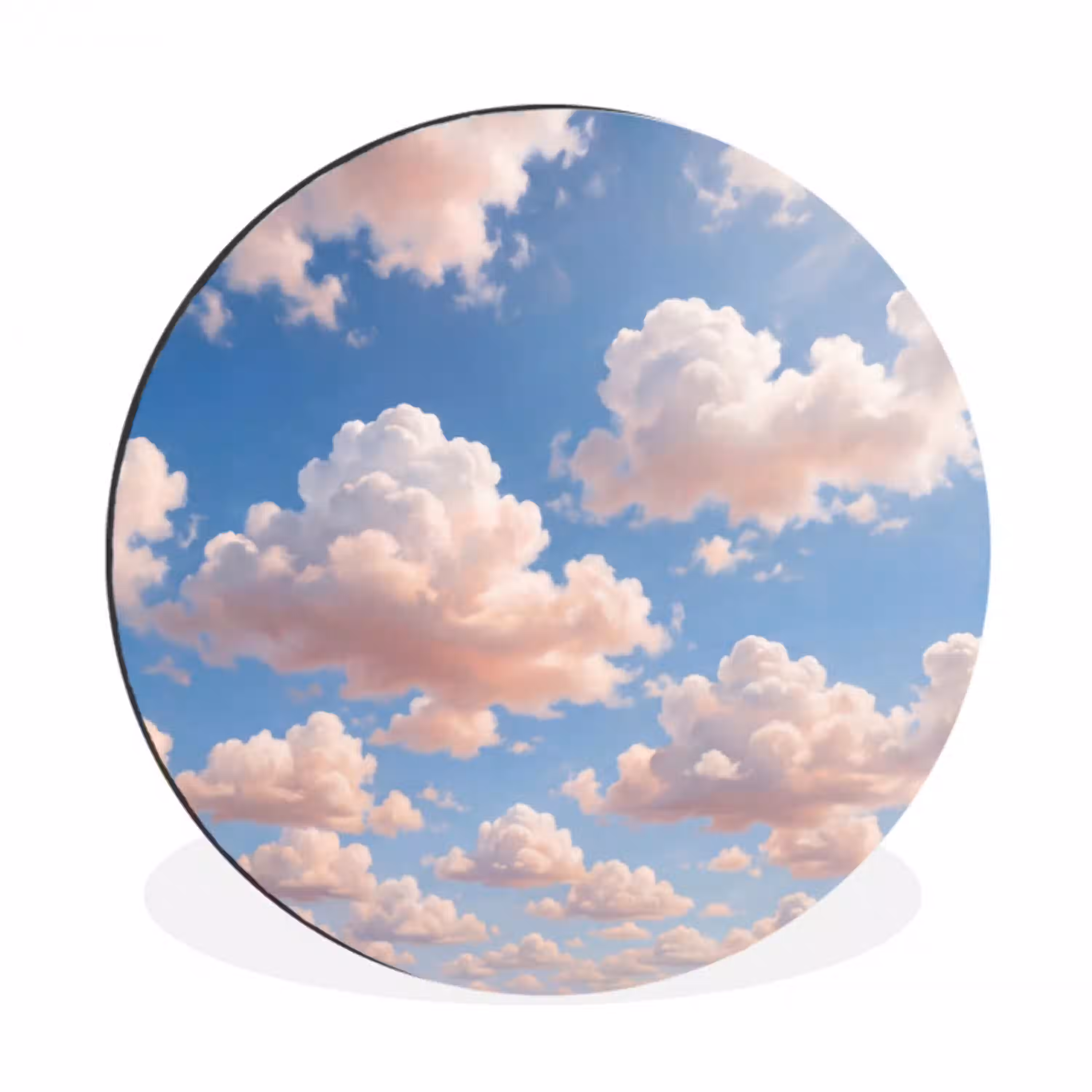 Wolken - Hemel - Natuur - Licht - Blauw Wandcirkel aluminium klein -3d