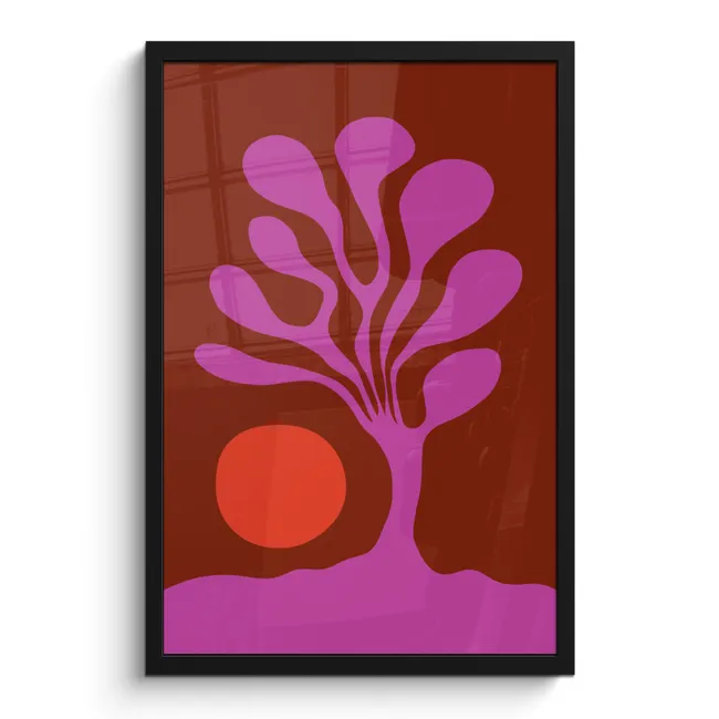 Poster met lijst - Boom - Paars - Cirkel - Vloeiend