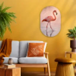 Flamingo - Water - Roze Wandcirkel Ovaal Forex klein -sfeer4