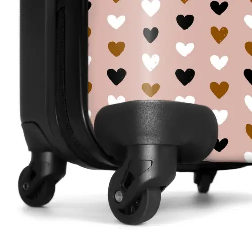 Driekleurige hartjesrijen NBS - Handbagage koffer - Kinderen Unisex middel -wiel