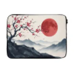 Kersenbloesem - Oosters - Rood laptophoes neopreen klein -3d