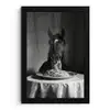 Paard - Bord - Pasta - Tafelkleed - Zwart Wit - Dieren fotolijst zwart zonder passe partout klein -3d