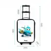 Blauw vliegtuig met lachend gezicht Kinderkoffer - Zwart klein -productfoto_formaten