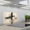 Penseelstreken - Ruw - Abstract - Beige keuken achterwand spatscherm klein -3d_schuin