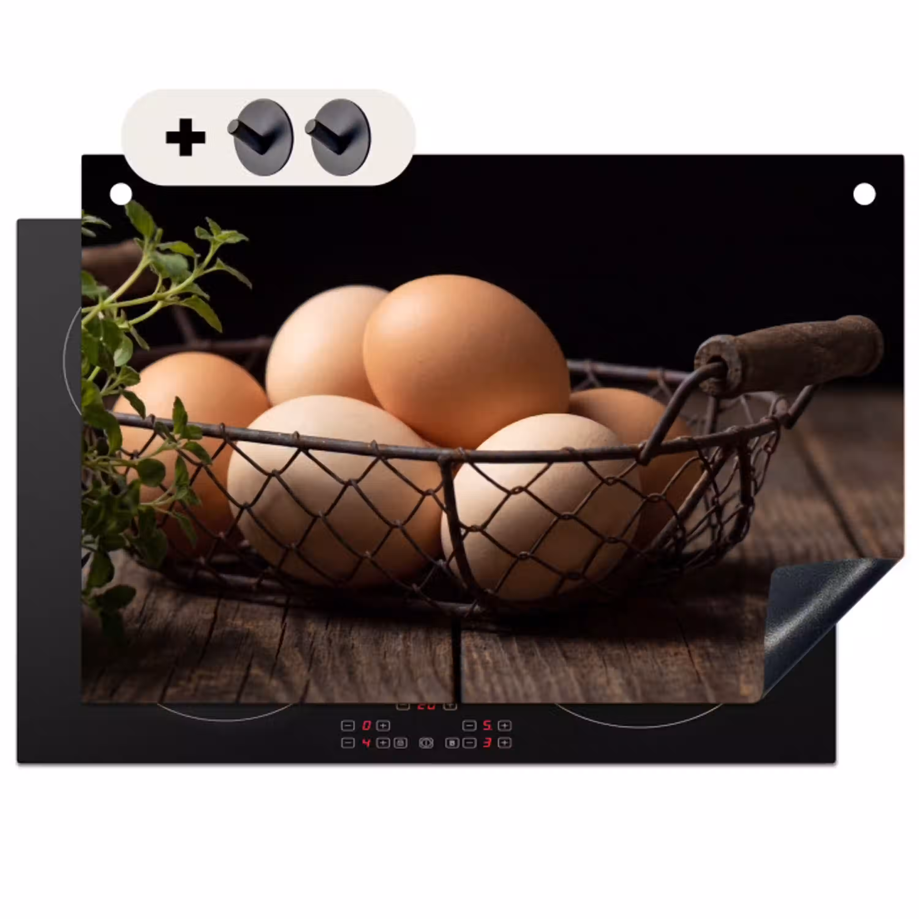 Eieren - Mand - Eten Inductie beschemer met haakjes klein -3d