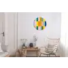 Stroken - Blauw - Patroon - Abstract Wandcirkel aluminium klein -woonkamer