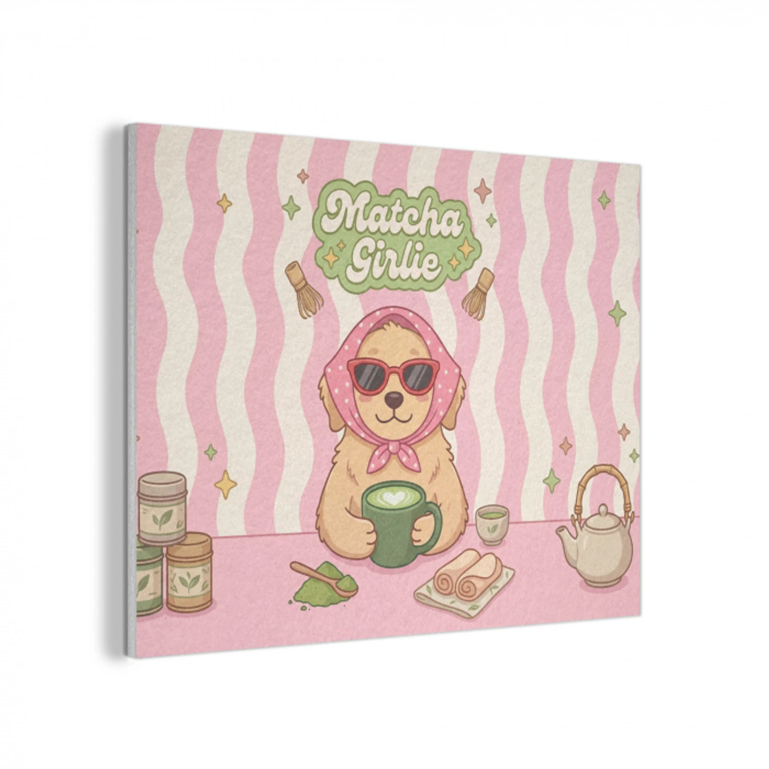 Matcha - Hond - Roze - Groen PET vilt klein -3d