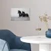 Paarden - Gras - Zwart - Wit poster papier klein -sfeer3