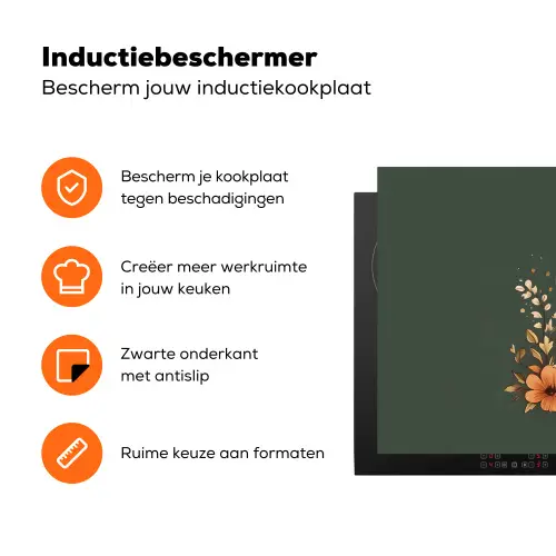 Kop - Bloemen - Groen - Koffie Inductie beschermer vinyl 3mm klein -zzzzzzz-td-ups