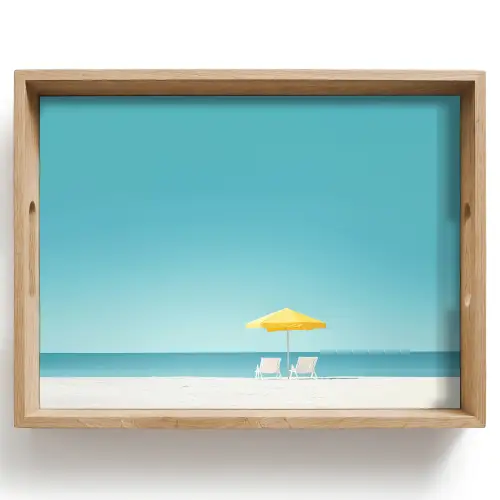 Strand - Blauwe lucht - Geel - Parasol Dienblad Rechthoek middel -z3d_shopping