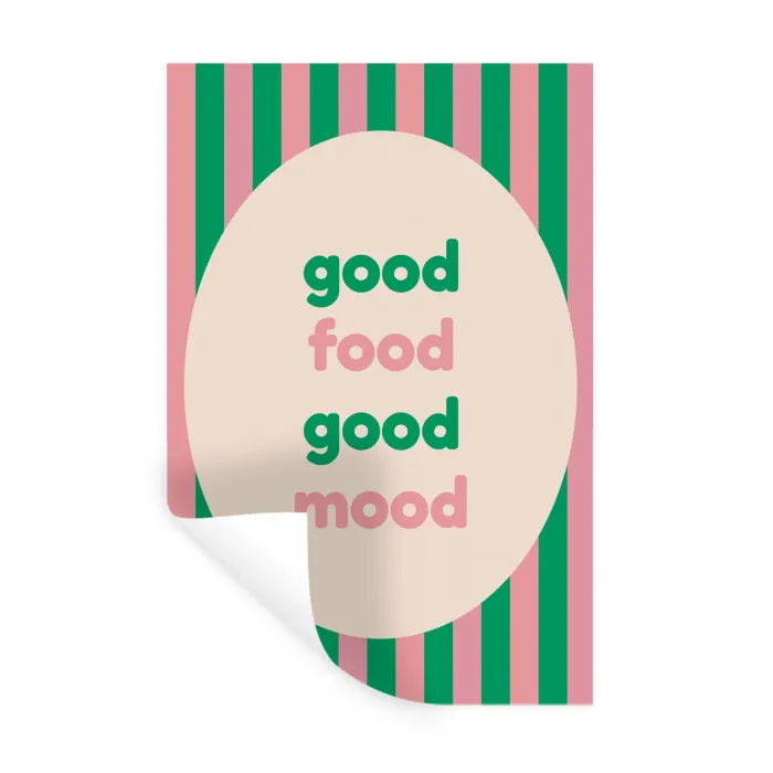 Gestreept - Quote - Ovaal - Roze Muursticker klein -3d