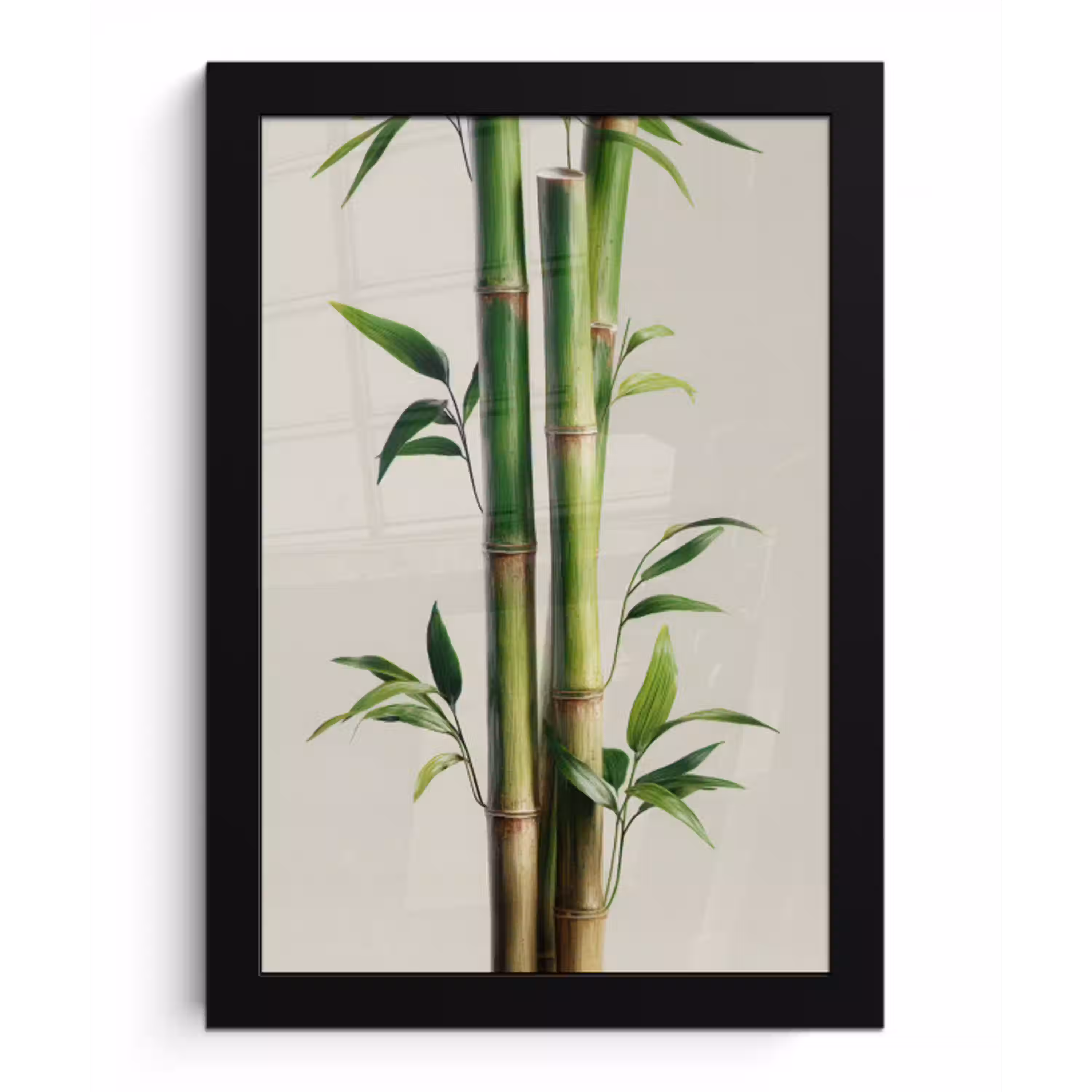 Bamboestengels - Sierlijk - Groen fotolijst zwart zonder passe partout klein -3d