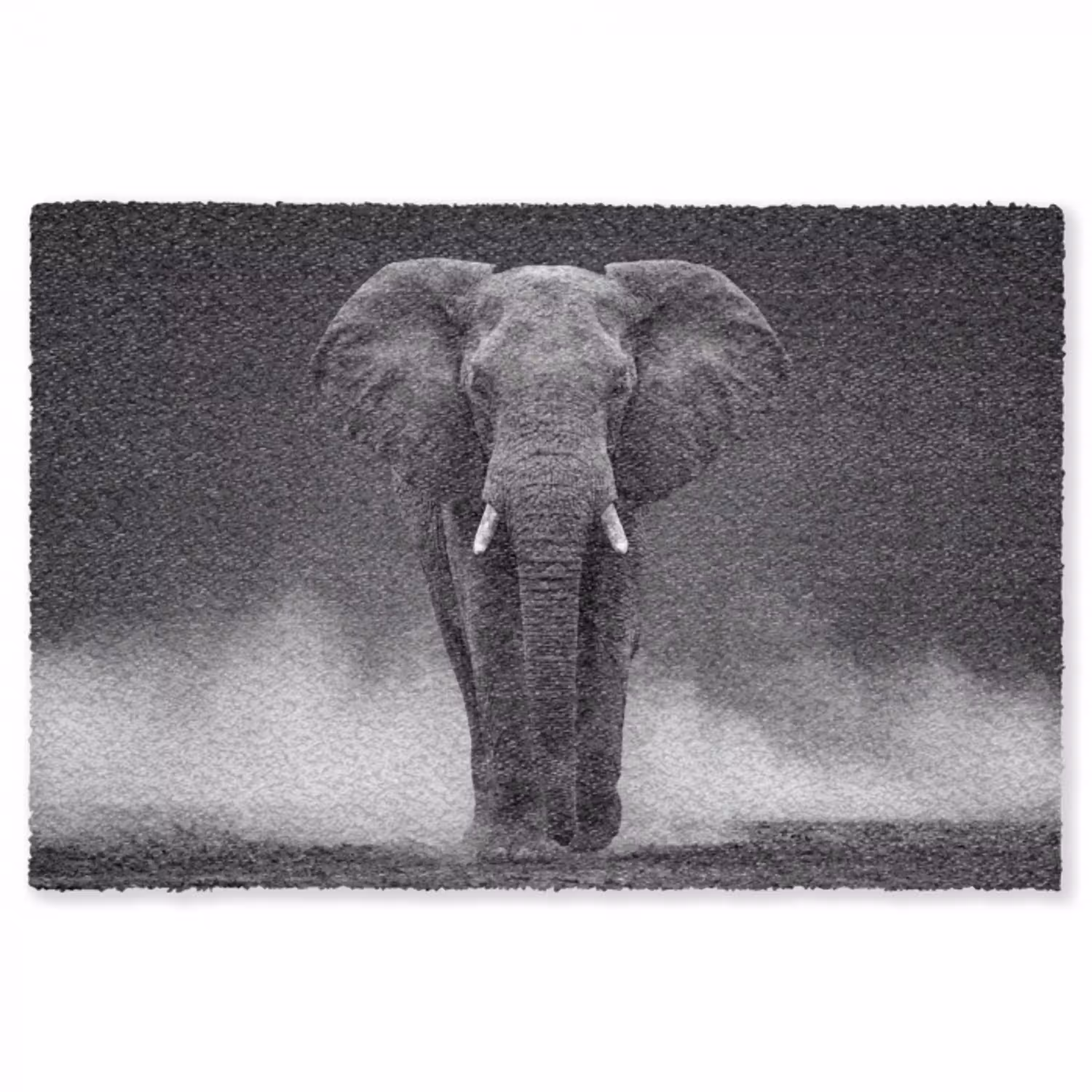 Olifant - Zwart - Wit - Rook Vloerkleed Rechthoek klein -3d