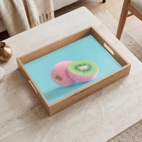 Kiwi - Blauw - Surrealistisch Dienblad Rechthoek middel -sfeer1