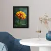 Bloemblaadjes - Afrikaan - Oranje - Wazig fotolijst zwart zonder passe partout klein -sfeer4